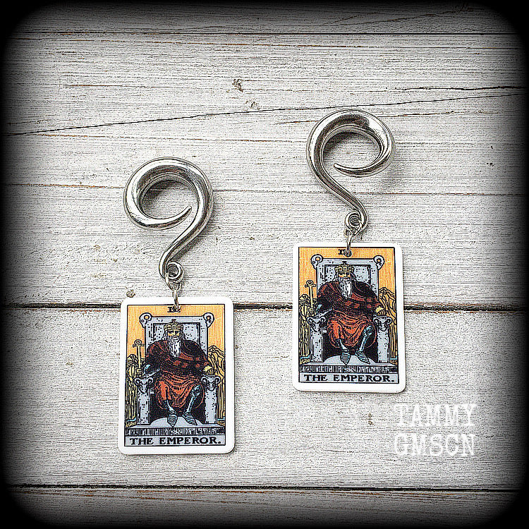 The Emperor tarot card gauged earrings
