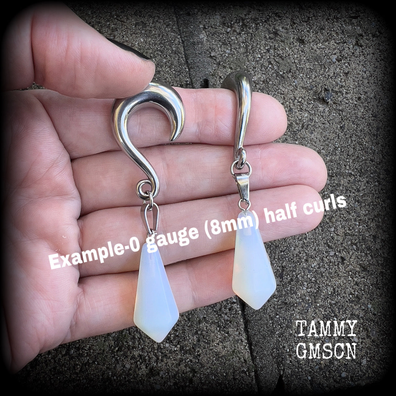 Opalite gauged earrings