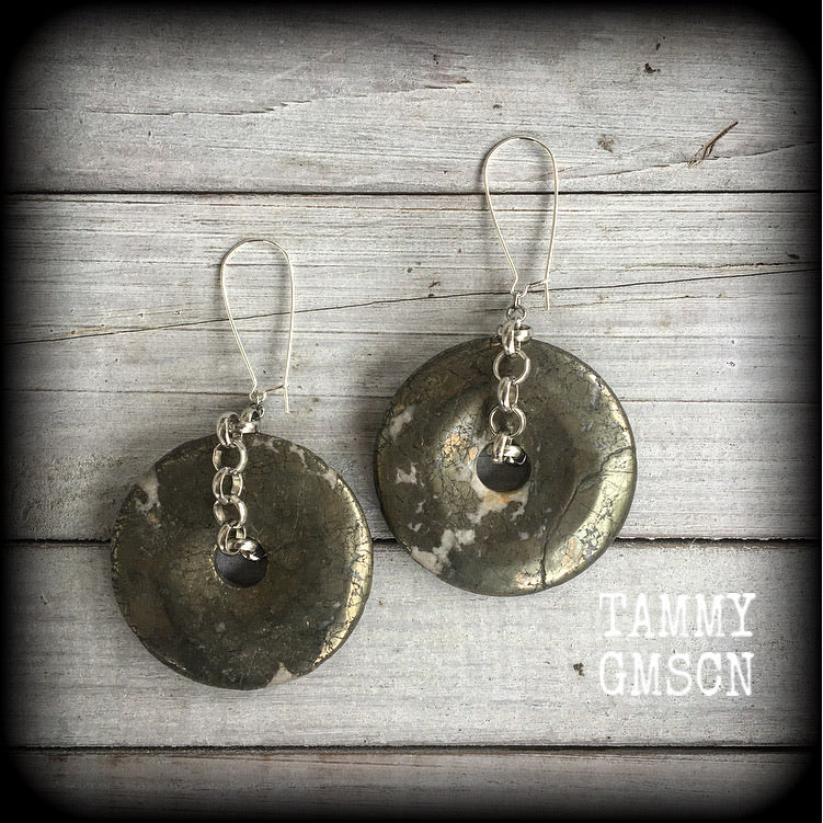 Pyrite earrings-Gemstone earrings