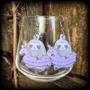 Sloth earrings-Unicorn floatie earrings