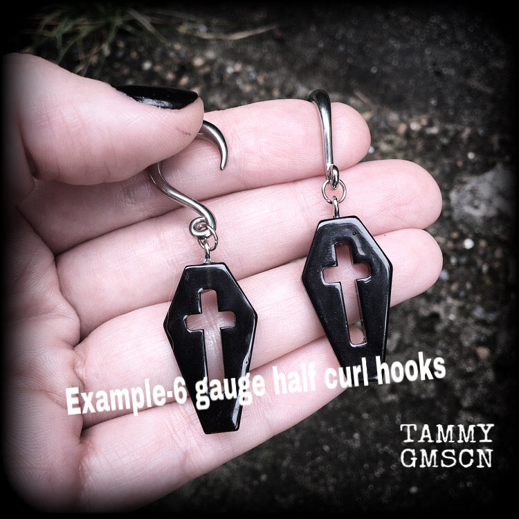 Coffin gauged earrings-Halloween earrings