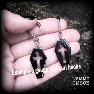 Coffin gauged earrings-Halloween earrings