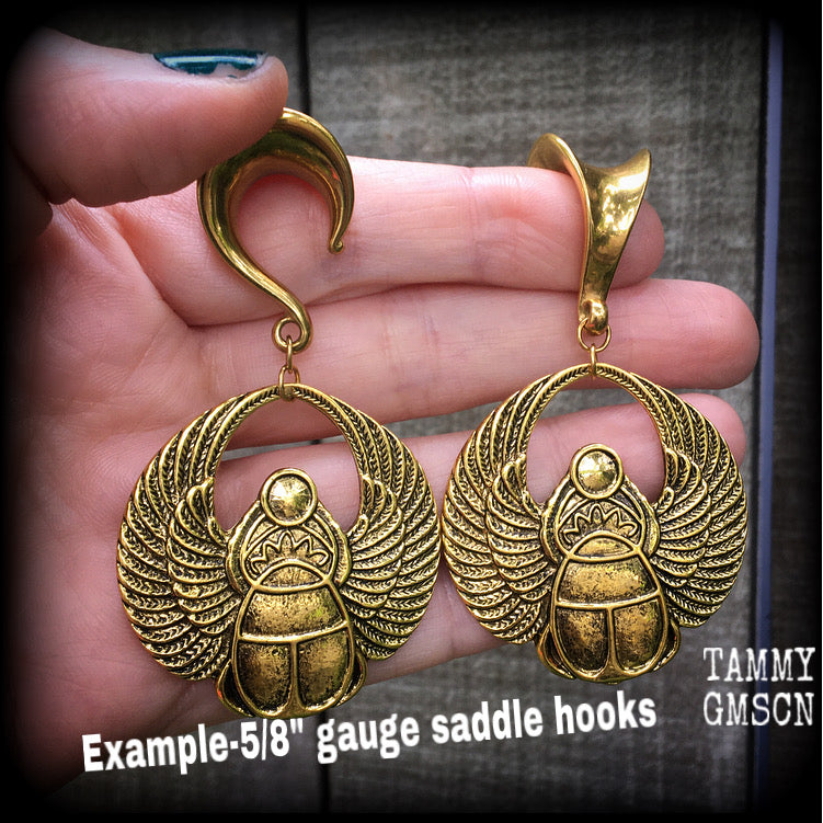 Scarab beetle gauged earrings