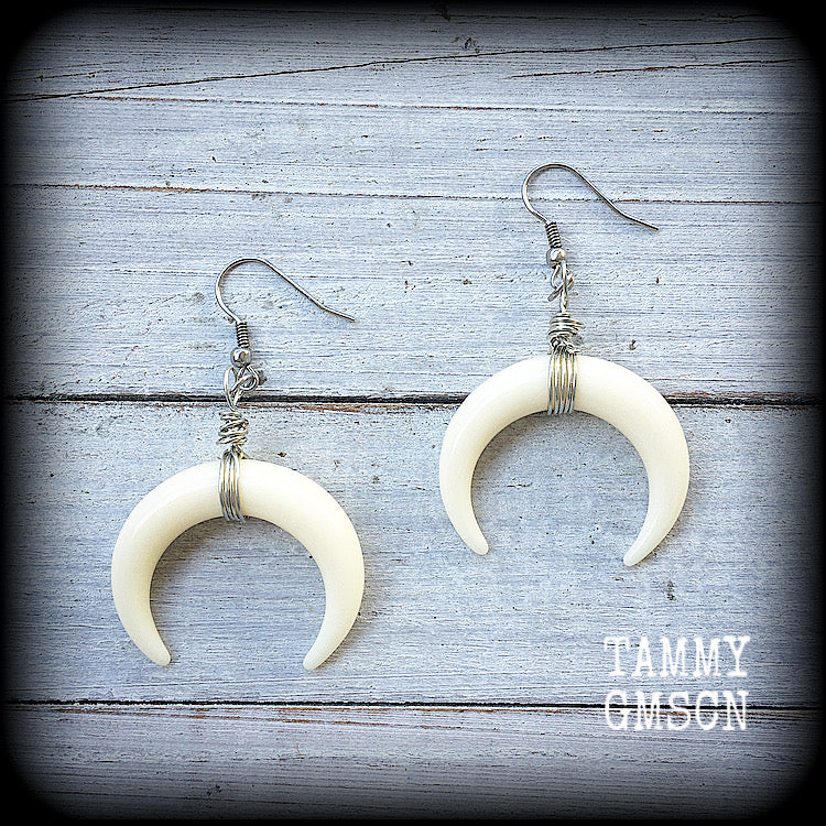 Double Horn earrings-Artemis earrings