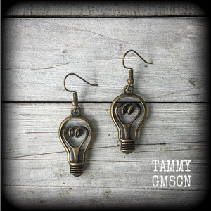 Light bulb earrings-Science jewelry