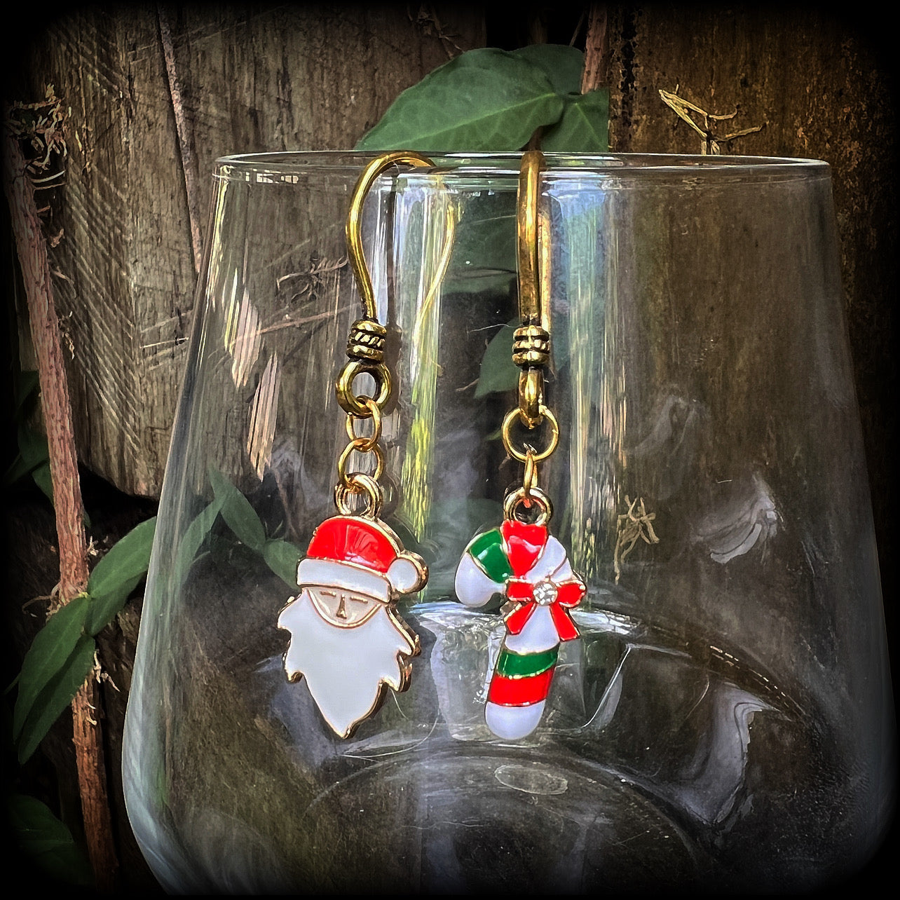 Santa Claus and Candy cane earrings-Christmas earrings