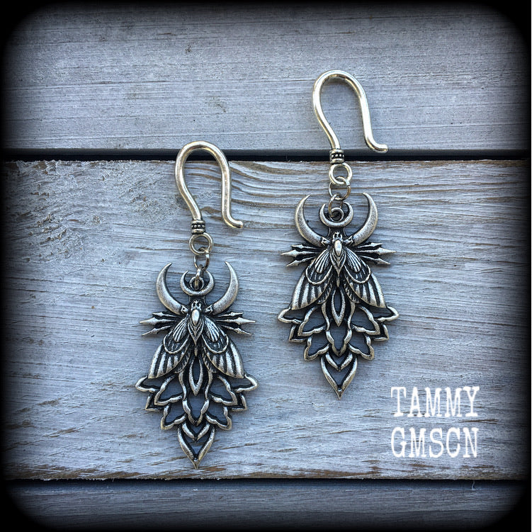 Moth and mandala earrings-Ear hangers