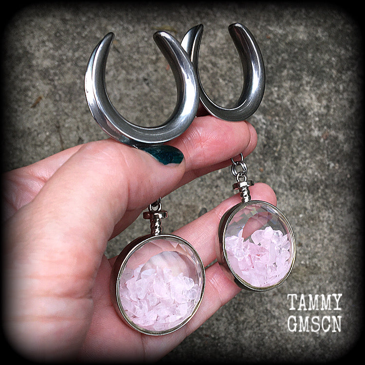 Rose quartz ear weights-Cradle weights