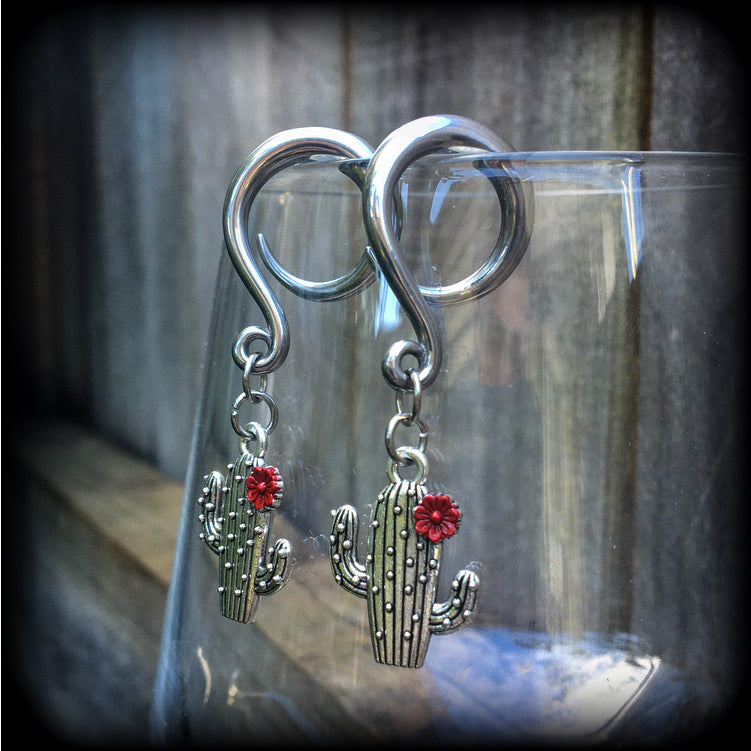 Cactus gauged earrings