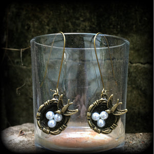 Bird nest earrings-Bird earrings