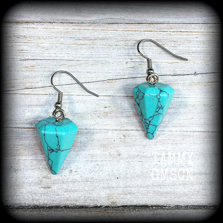 Turquoise earrings-Gemstone earrings