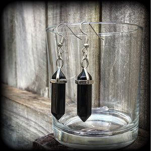 Black obsidian earrings-Gemstone earrings