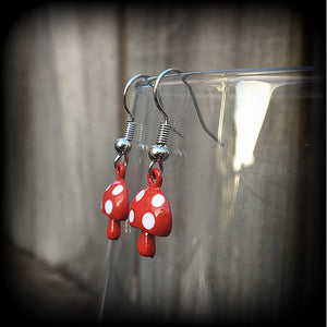 Red mushroom earrings