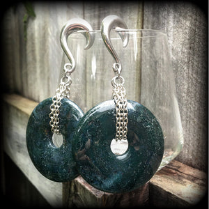 Moss jasper gauged earrings