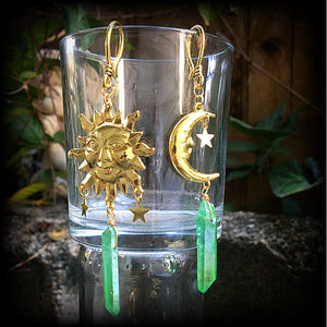 Esoteric sun and moon earrings-Ear hangers