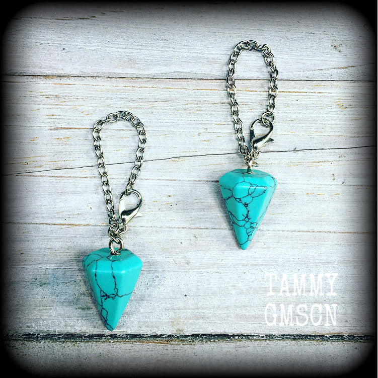 Turquoise earrings-Tunnel dangles