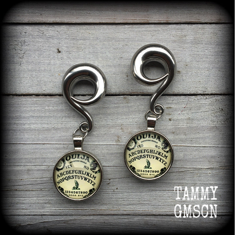 Ouija board gauged earrings-Ear weights