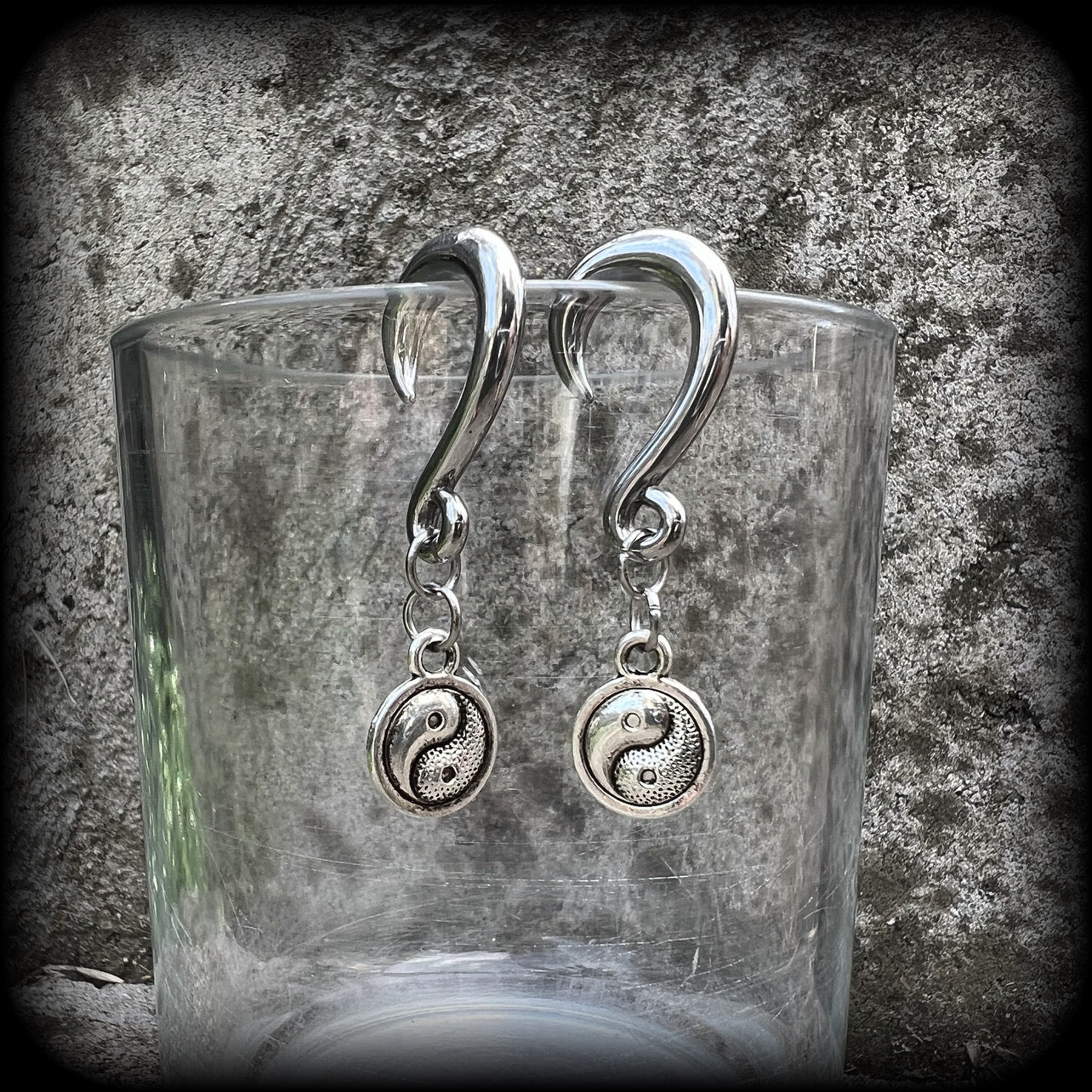 Yin Yang gauged earrings