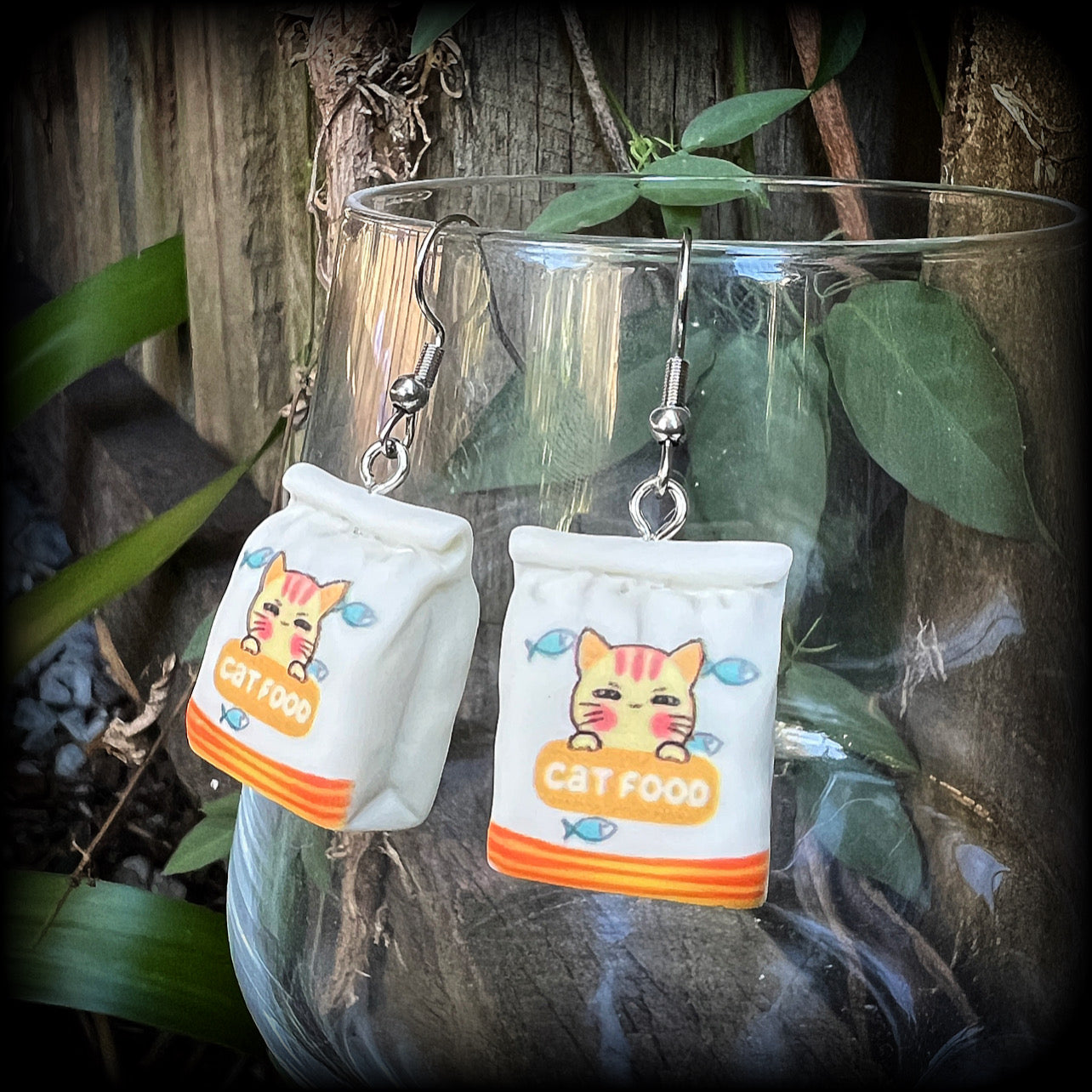 Cat food earrings-Crazy Cat Lady earrings