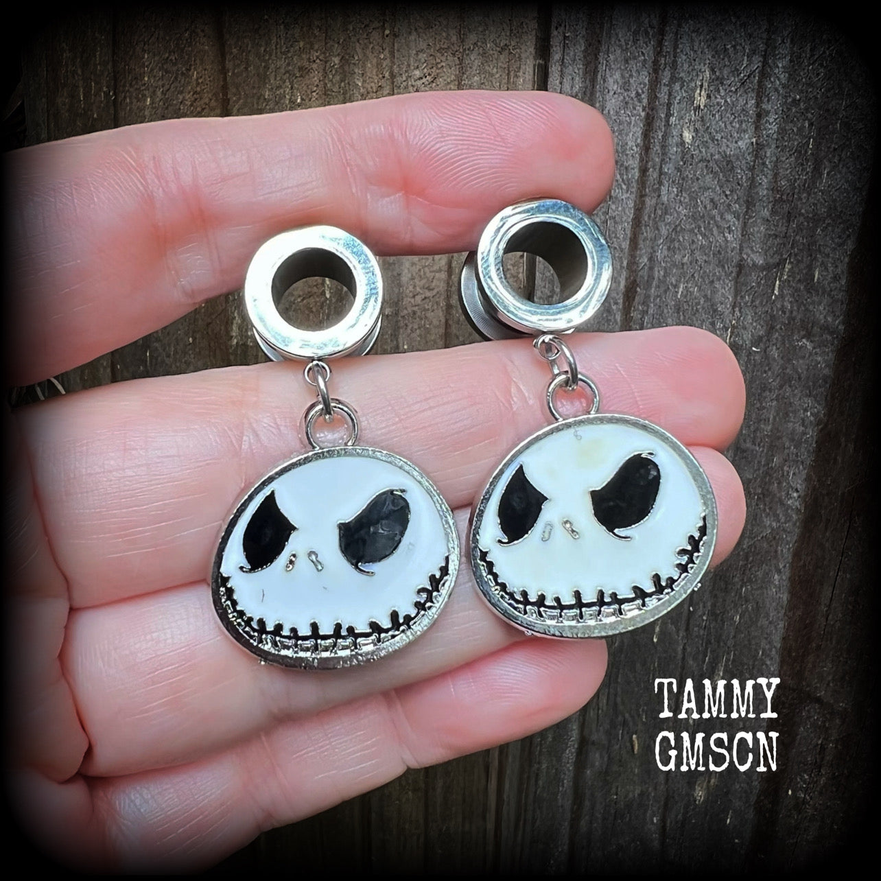 Jack Skellington tunnel earrings-Halloween earrings