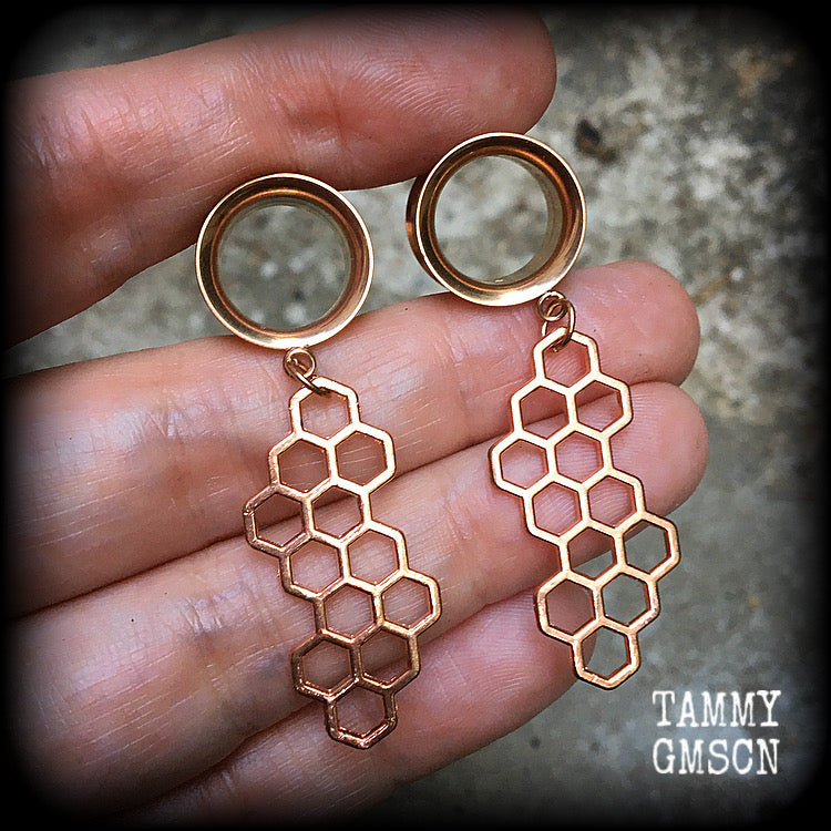 Honeycomb tunnels-Beehive earrings-Geometric earrings