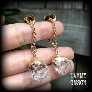 Faux clear quartz tunnel dangles