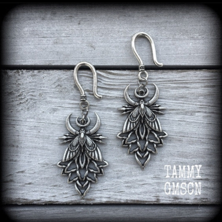 Moth and mandala earrings-Ear hangers