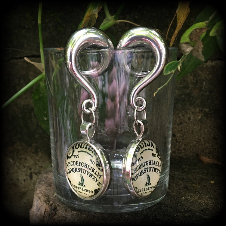 Ouija board gauged earrings-Ear weights