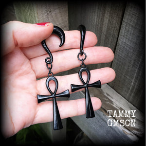 Ankh gauged earrings-Egyptian jewelry