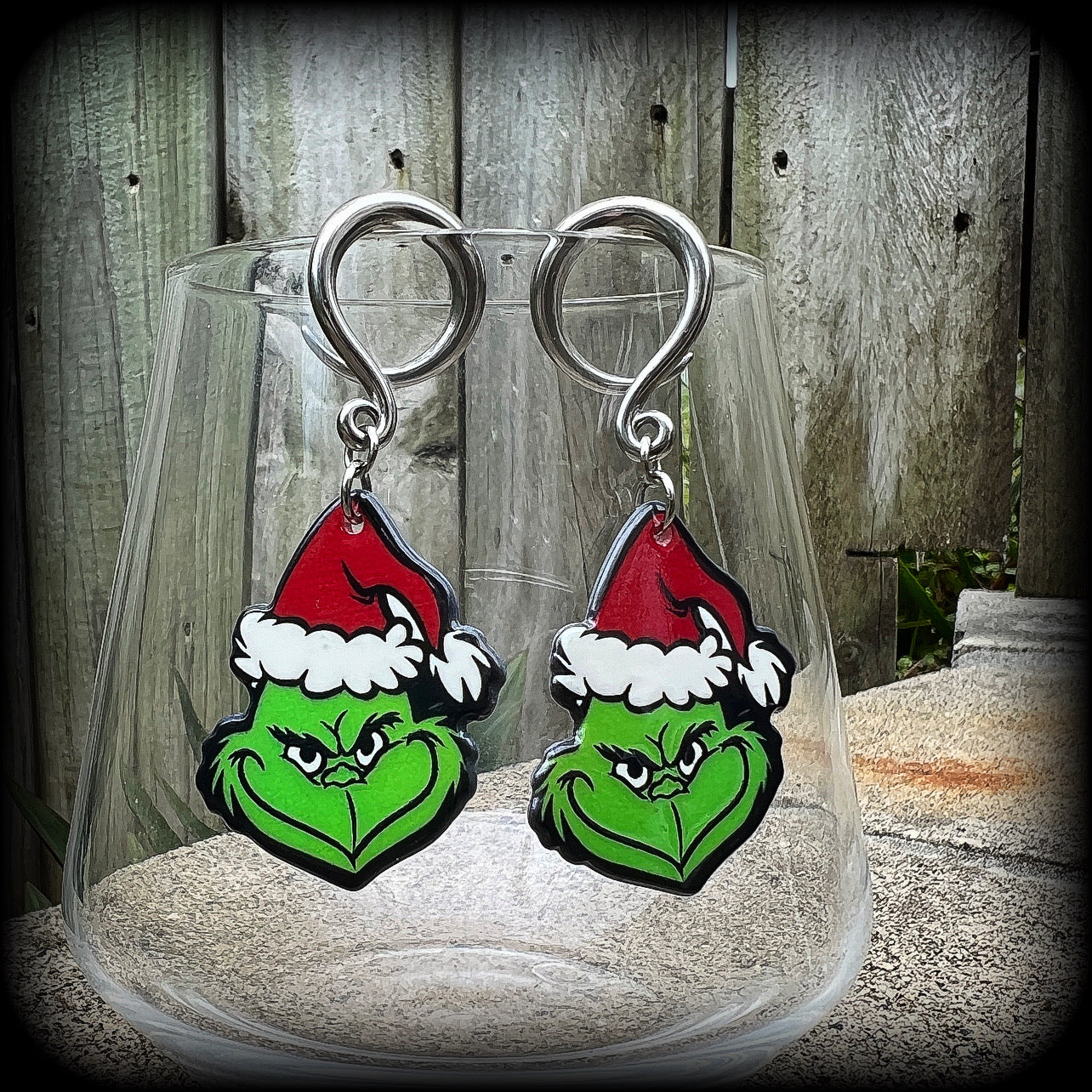 Grinch Christmas earrings