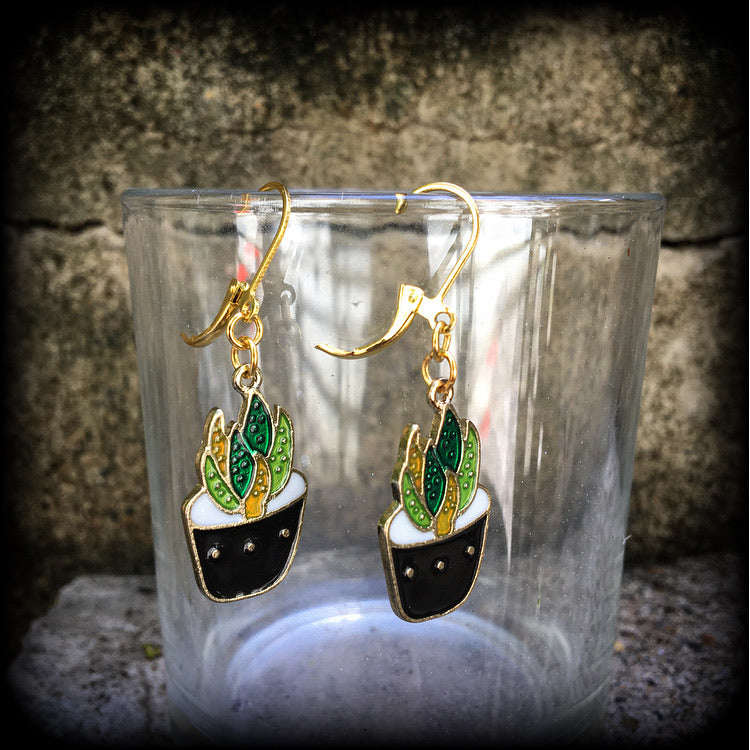 Aloe vera earrings-Cactus earrings