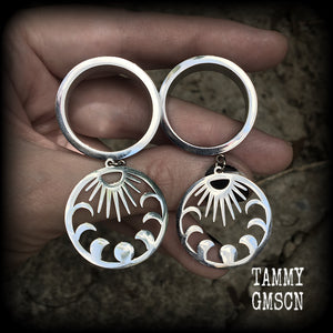 Moon phase tunnel earrings