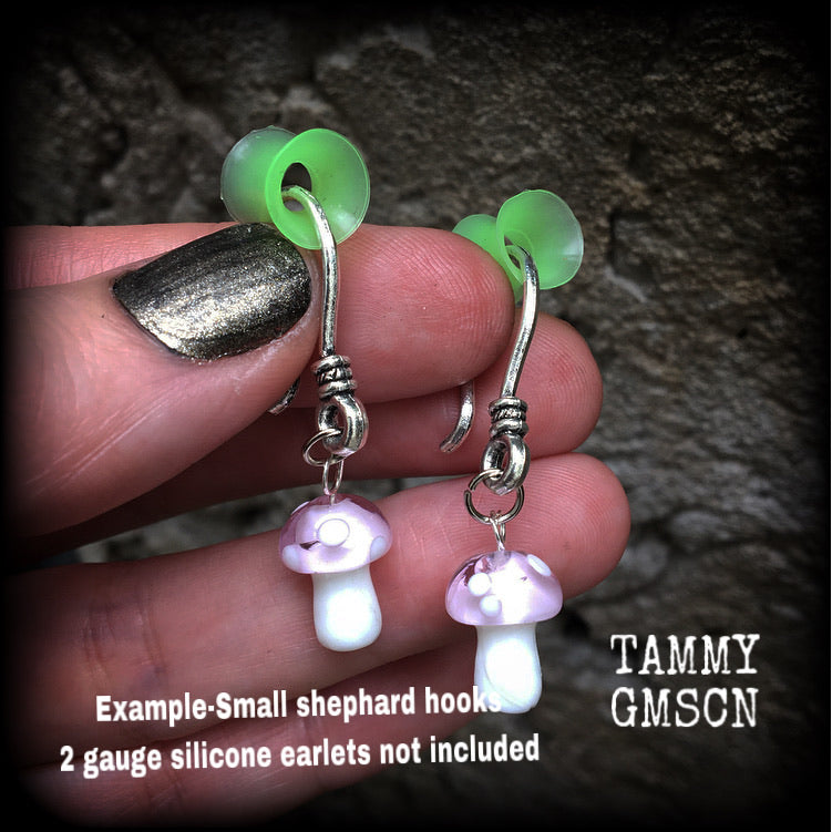 Purple mushroom earrings-Ear hangers