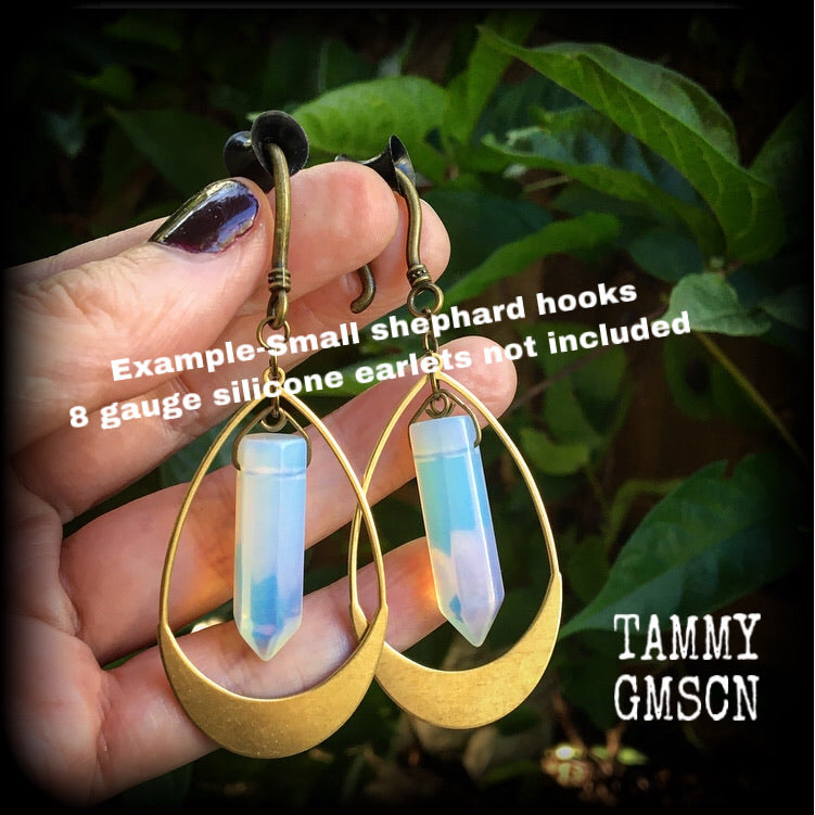 Opalite and brass teardrop earrings