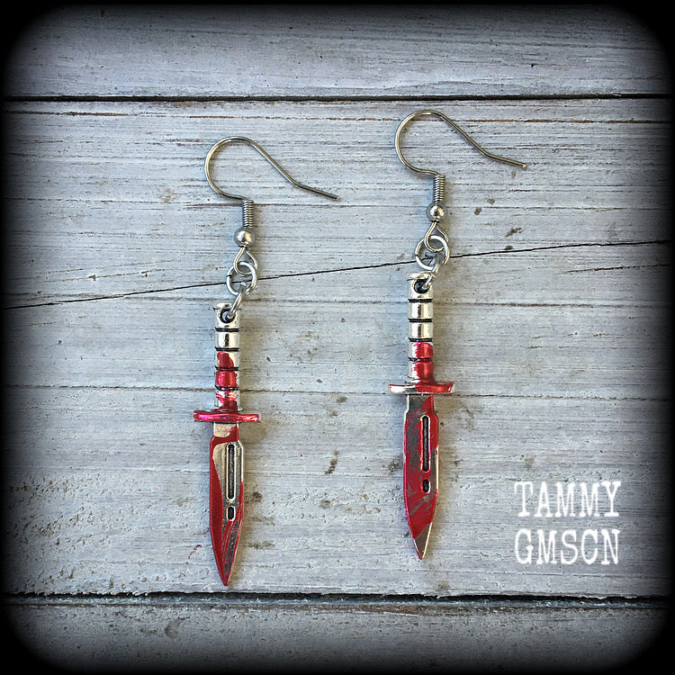 Bowie knife earrings-Halloween earrings