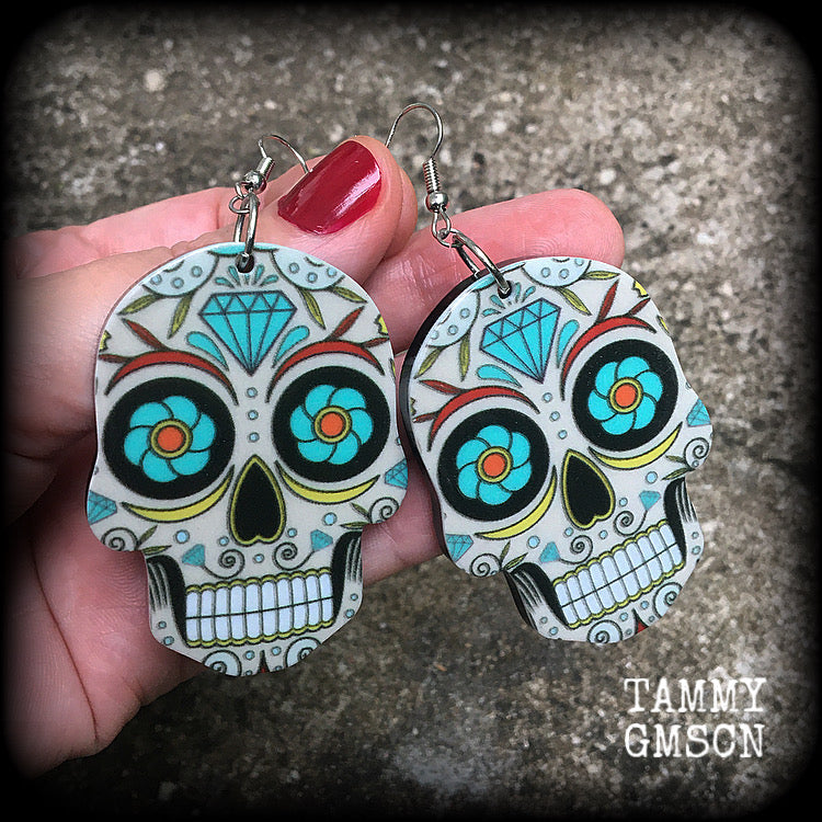 Sugar skull earrings-Day of the Dead earrings