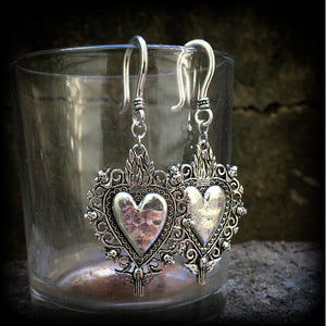 Sacred heart earrings-Milagros earrings