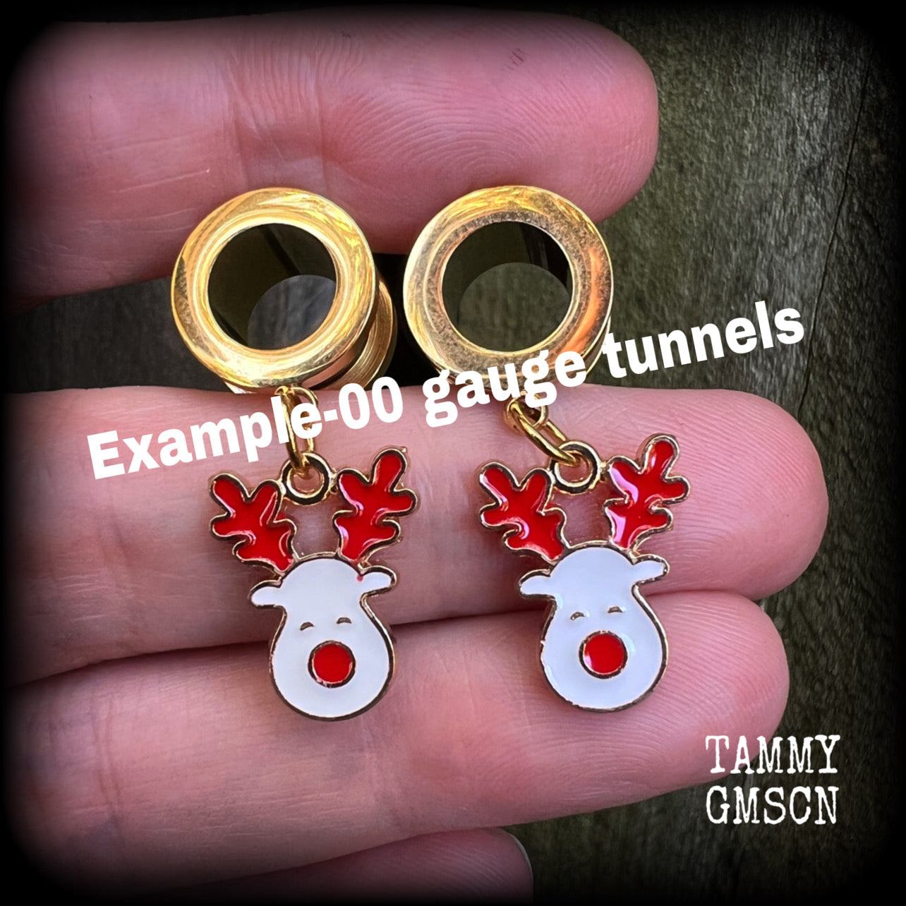 Reindeer earrings-Christmas tunnel earrings