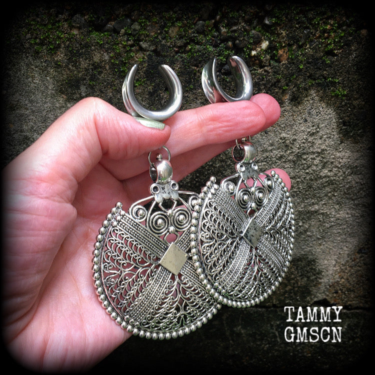 Artemis shield statement gauged earrings