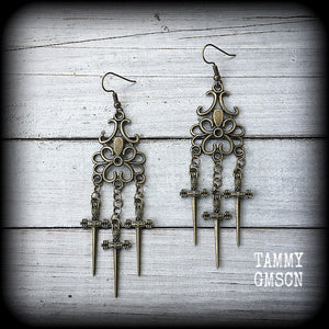 Three of swords earrings