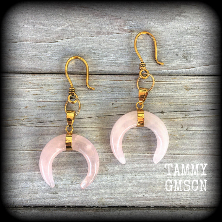 Rose Quartz earrings-Gemstone ear hangers