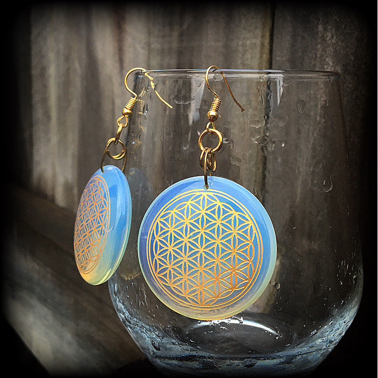 Flower of Life earrings-Opalite earrings