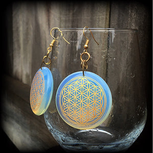 Flower of Life earrings-Opalite earrings