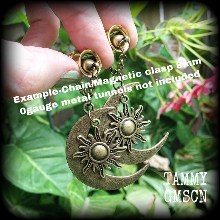 Esoteric sun and moon earrings-Ear hangers