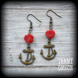 Anchor earrings-Rose earrings