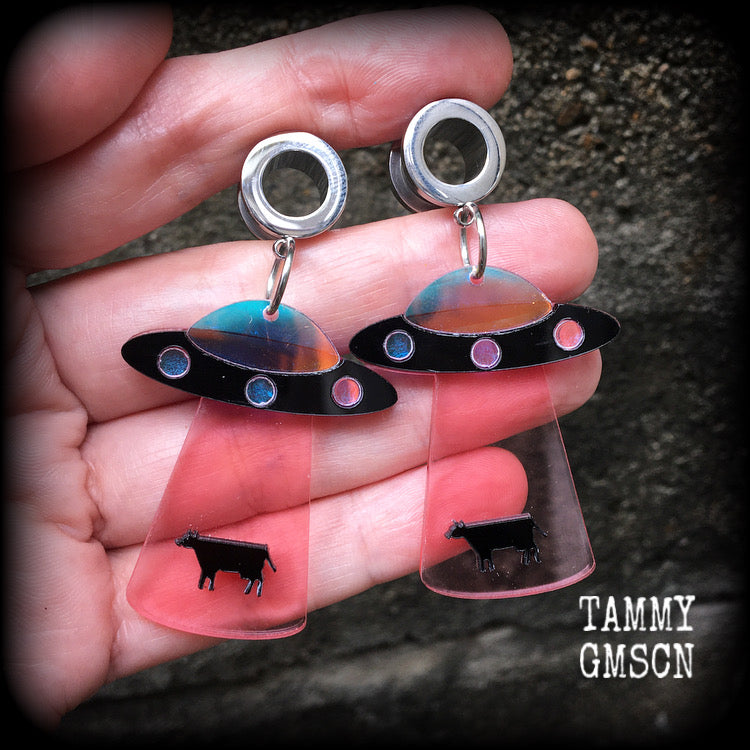 UFO tunnel earrings