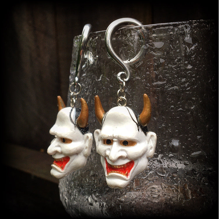 Hannya Mask gauged earrings