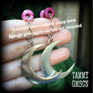 Crescent moon tunnel earrings