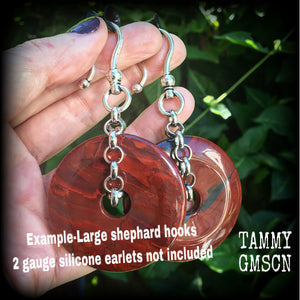 Red jasper ear weights-Ear hangers