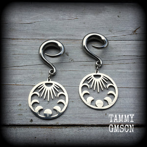 Moon phases gauged earrings